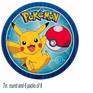 Lot Of 48 Amscan 541859 Pokemon Party Supplies Paper Dessert Plates 7"